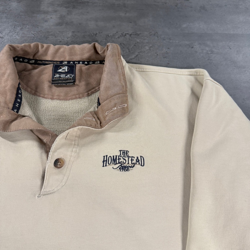 Ahead Golf Pullover Mens XL Beige Homestead Resort Omni Distressed Sweatshirt